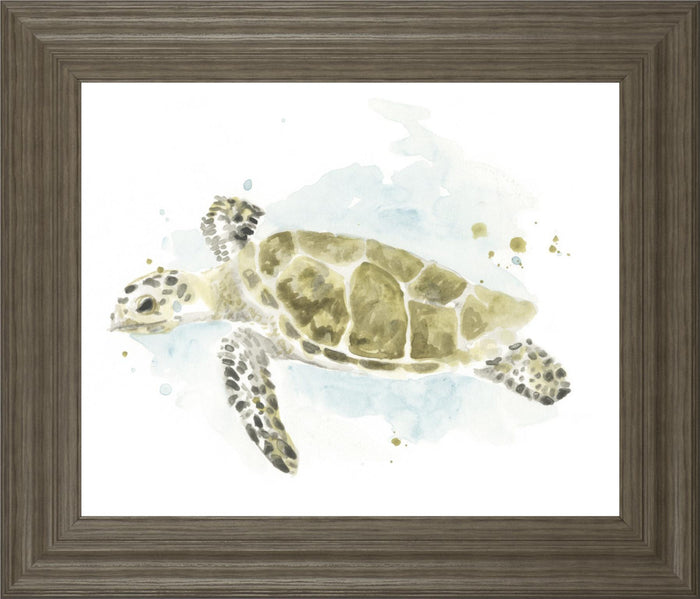 22x26 Watercolor Sea Turtle Study II By June Erica Vess - Beige