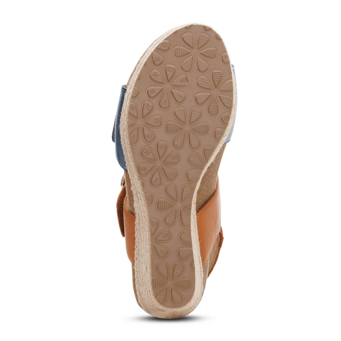 Aetrex Ashley Wedge Sandal (Women) - Hazy Blue Multi Sandal - Heel/Wedge - The Heel Shoe Fitters