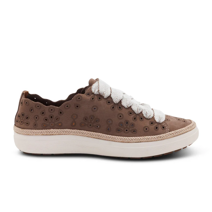 Aetrex Charlotte Sneaker (Women) - Taupe Nubuck Athletic - Casual - Lace Up - The Heel Shoe Fitters