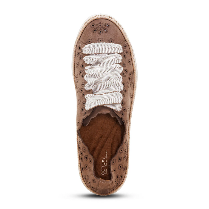Aetrex Charlotte Sneaker (Women) - Taupe Nubuck Athletic - Casual - Lace Up - The Heel Shoe Fitters