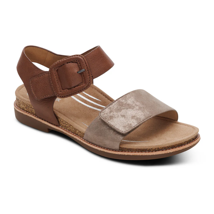 Aetrex Claire Backstrap Sandal (Women) - Taupe Multi Sandal - Backstrap - The Heel Shoe Fitters