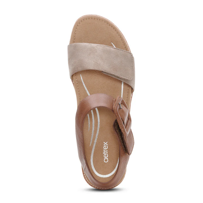 Aetrex Claire Backstrap Sandal (Women) - Taupe Multi Sandal - Backstrap - The Heel Shoe Fitters