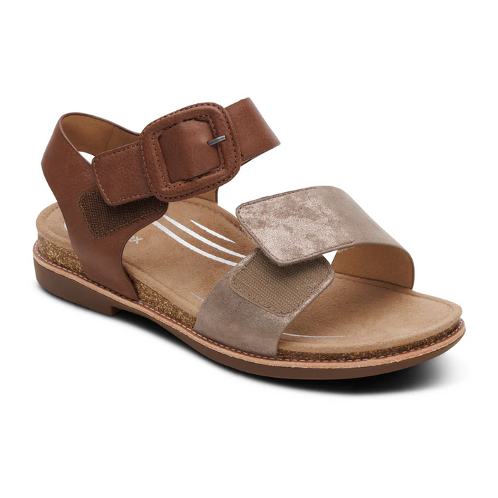 Aetrex Claire Backstrap Sandal (Women) - Taupe Multi Sandal - Backstrap - The Heel Shoe Fitters