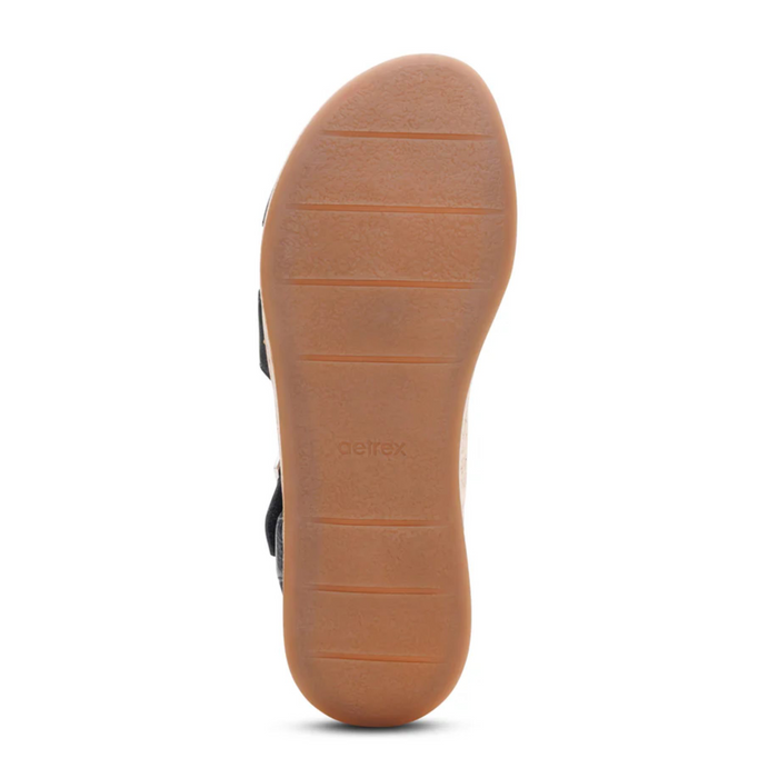 Aetrex Flora Wedge Sandal (Women) - Black Sandal - Heel/Wedge - The Heel Shoe Fitters