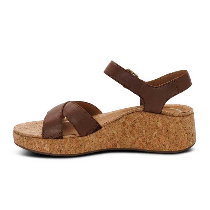 Aetrex Flora Wedge Sandal (Women) - Brown Sandal - Heel/Wedge - The Heel Shoe Fitters