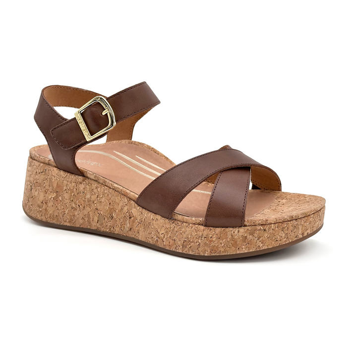 Aetrex Flora Wedge Sandal (Women) - Brown Sandal - Heel/Wedge - The Heel Shoe Fitters