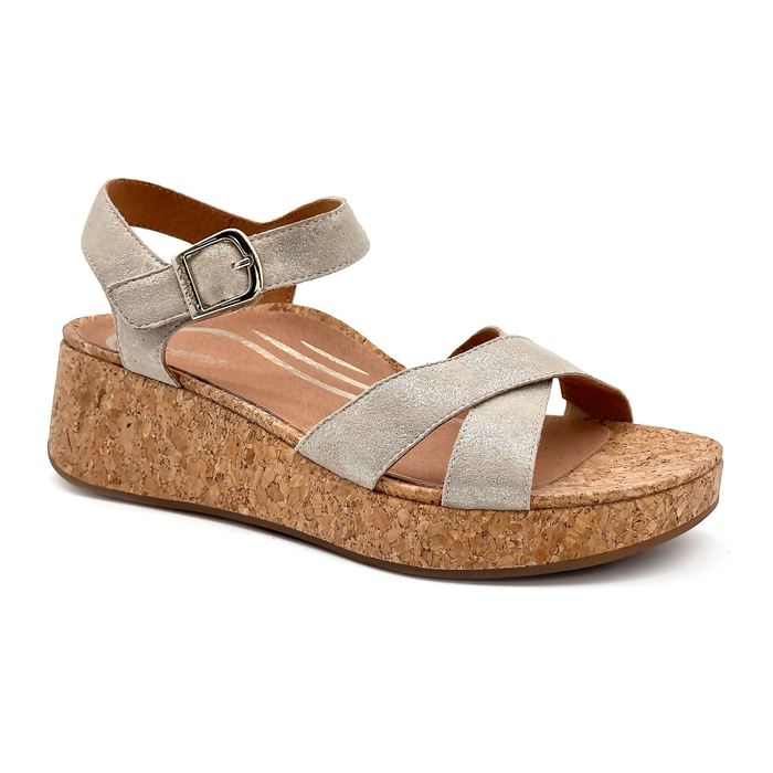 Aetrex Flora Wedge Sandal (Women) - Champagne Sandal - Heel/Wedge - The Heel Shoe Fitters