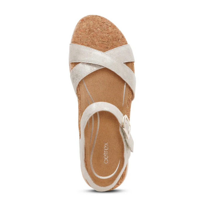 Aetrex Flora Wedge Sandal (Women) - Champagne Sandal - Heel/Wedge - The Heel Shoe Fitters