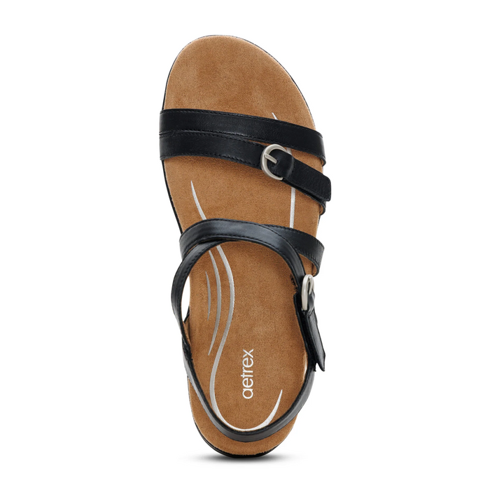 Aetrex Hadley Backstrap Sandal (Women) - Black Sandal - Backstrap - The Heel Shoe Fitters