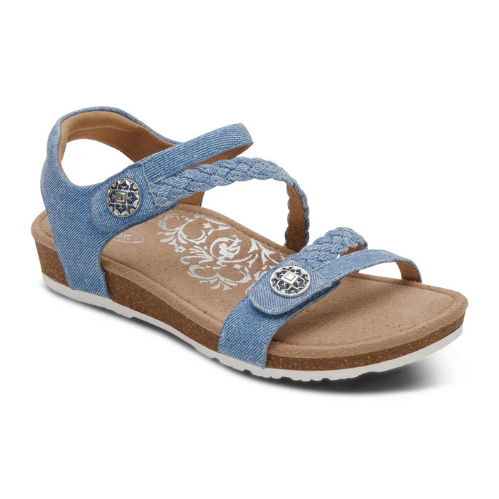 Aetrex Jillian Backstrap Sandal (Women) - Denim Sandal - Backstrap - The Heel Shoe Fitters