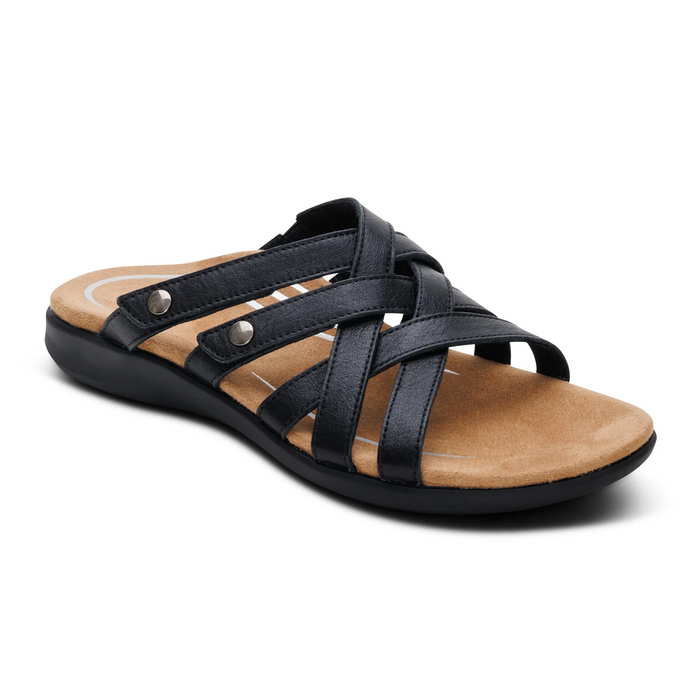 Aetrex Kasey Slide Sandal (Women) - Black Sandal - Slide - The Heel Shoe Fitters