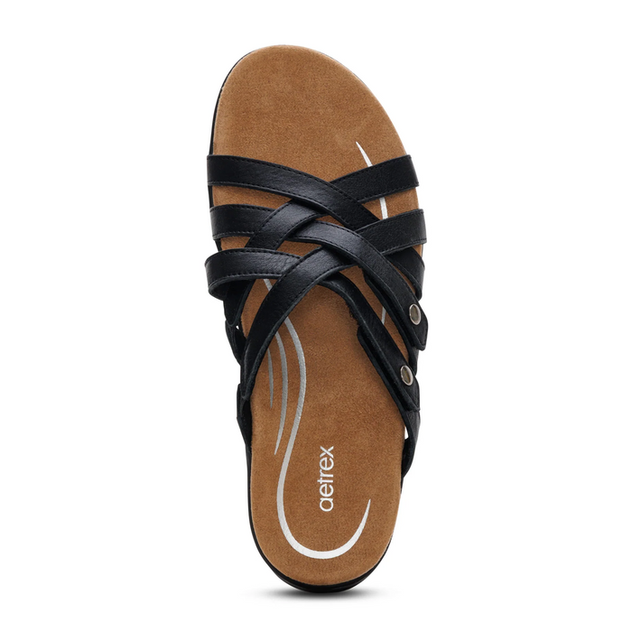 Aetrex Kasey Slide Sandal (Women) - Black Sandal - Slide - The Heel Shoe Fitters