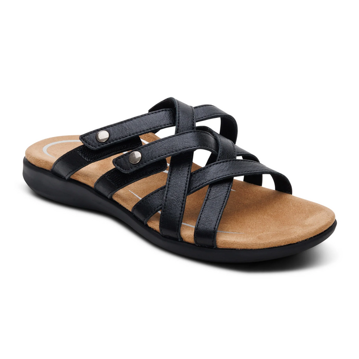 Aetrex Kasey Slide Sandal (Women) - Black Sandal - Slide - The Heel Shoe Fitters