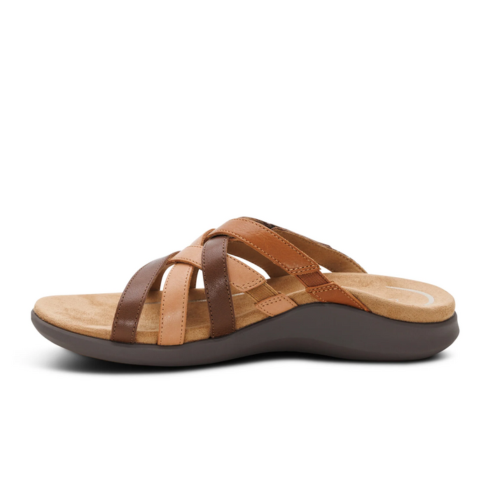 Aetrex Kasey Slide Sandal (Women) - Tan Multi Sandal - Slide - The Heel Shoe Fitters