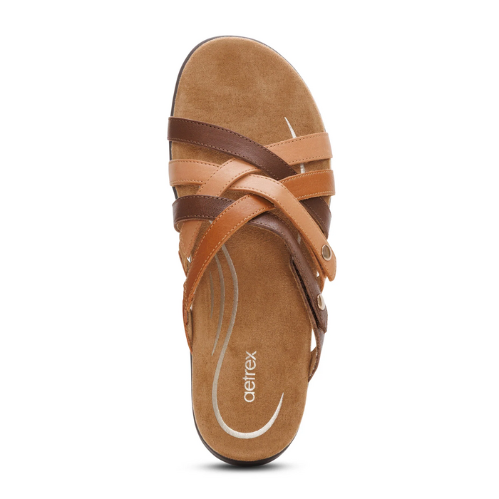 Aetrex Kasey Slide Sandal (Women) - Tan Multi Sandal - Slide - The Heel Shoe Fitters