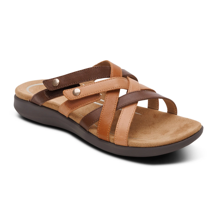 Aetrex Kasey Slide Sandal (Women) - Tan Multi Sandal - Slide - The Heel Shoe Fitters