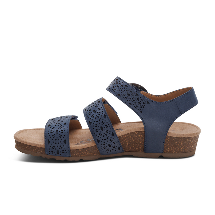 Aetrex Lilly Backstrap Sandal (Women) - Navy Cutout Sandal - Backstrap - The Heel Shoe Fitters
