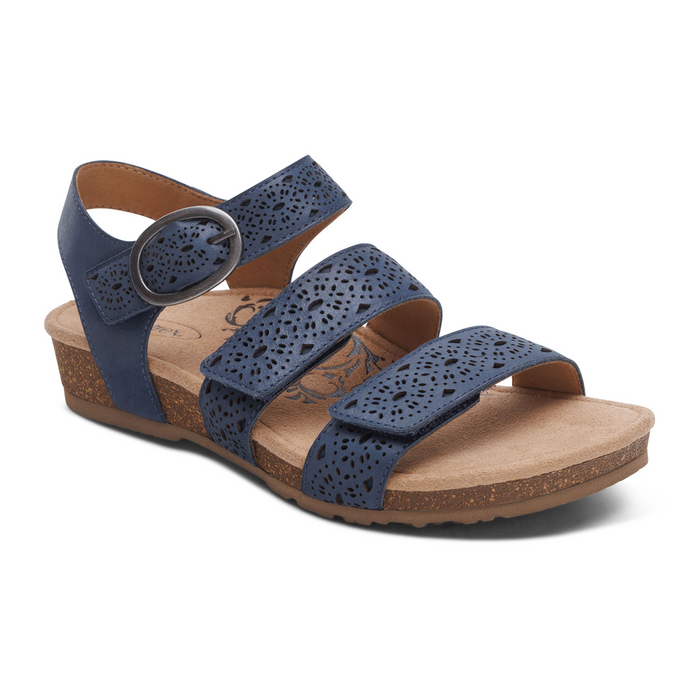 Aetrex Lilly Backstrap Sandal (Women) - Navy Cutout Sandal - Backstrap - The Heel Shoe Fitters