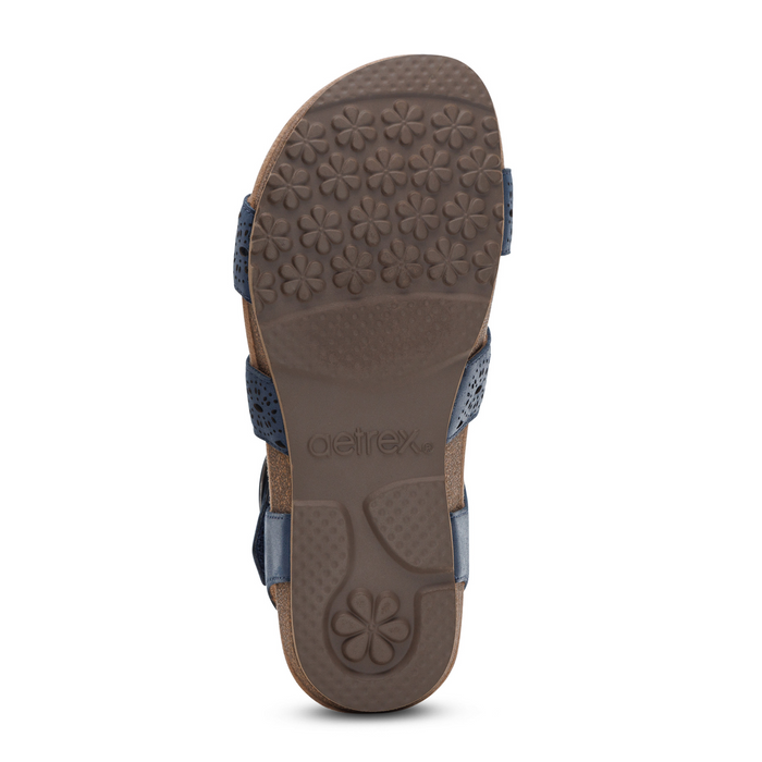 Aetrex Lilly Backstrap Sandal (Women) - Navy Cutout Sandal - Backstrap - The Heel Shoe Fitters