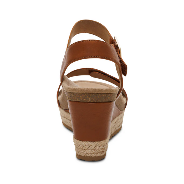 Aetrex Sydney Wedge Sandal (Women) - Cognac Sandal - Heel/Wedge - The Heel Shoe Fitters