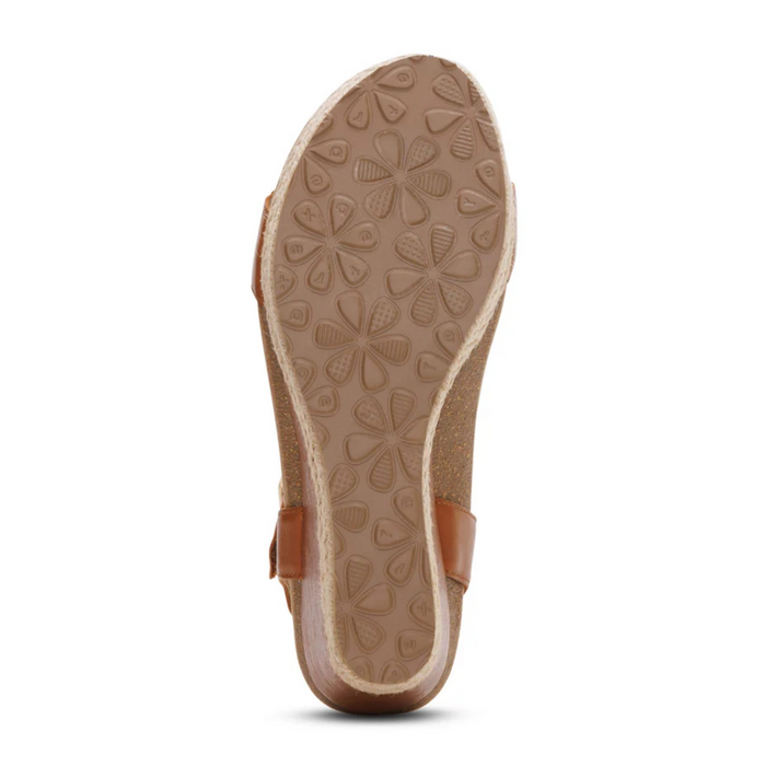 Aetrex Sydney Wedge Sandal (Women) - Cognac Sandal - Heel/Wedge - The Heel Shoe Fitters