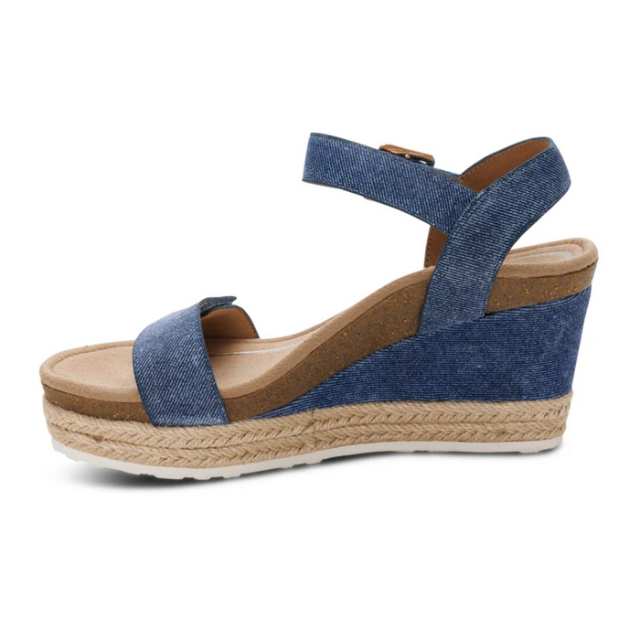 Aetrex Sydney Wedge Sandal (Women) - Denim Sandal - Heel/Wedge - The Heel Shoe Fitters