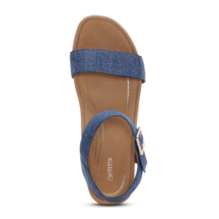 Aetrex Sydney Wedge Sandal (Women) - Denim Sandal - Heel/Wedge - The Heel Shoe Fitters