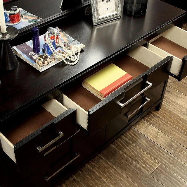 Berenice Espresso Night Stand White, Gray, & Espresso