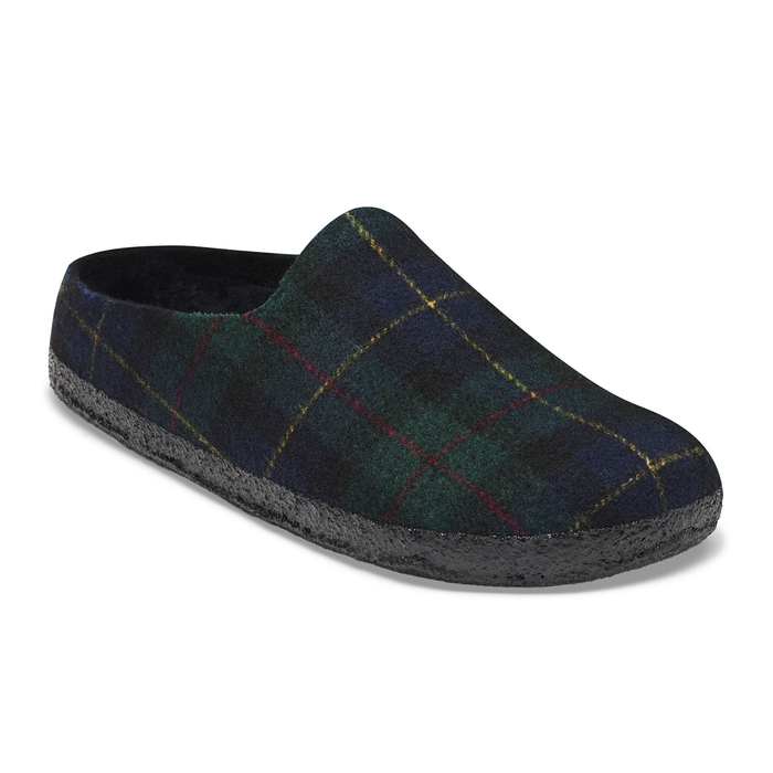 Birkenstock Amsterdam Slipper (Women) - Plaid Green Multi/Black Shearling Dress-Casual - Slipper - The Heel Shoe Fitters
