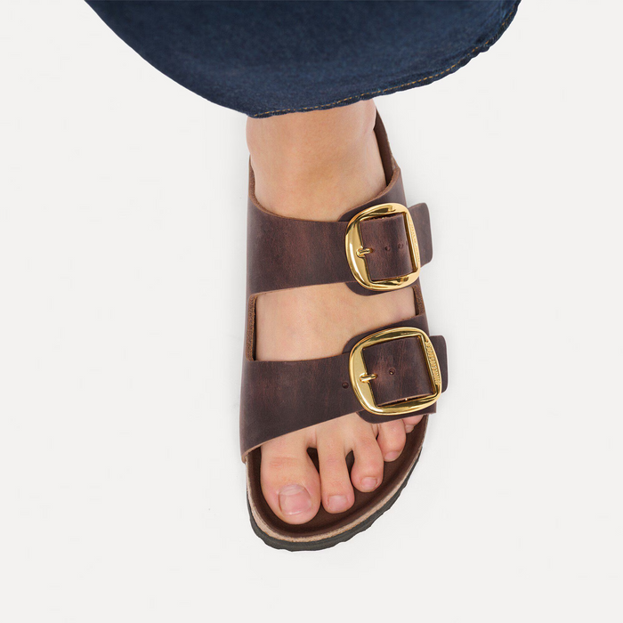 Birkenstock Arizona Big Buckle Slide Sandal (Women) - Habana Oiled Leather Sandal - Slide - The Heel Shoe Fitters