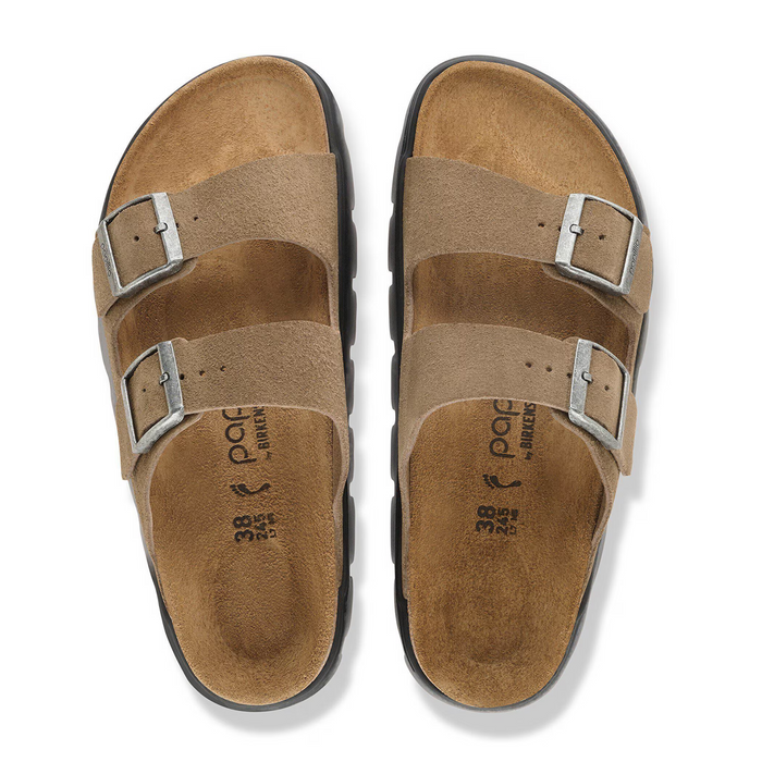 Birkenstock Arizona Chunky Slide Sandal (Women) - Gray Taupe Suede Sandal - Slide - The Heel Shoe Fitters