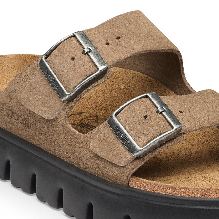 Birkenstock Arizona Chunky Slide Sandal (Women) - Gray Taupe Suede Sandal - Slide - The Heel Shoe Fitters
