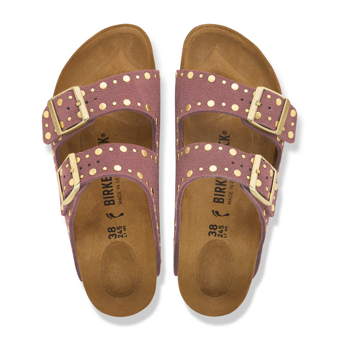 Birkenstock Arizona Rivets Slide Sandal (Women) - Pepper Suede Sandal - Slide - The Heel Shoe Fitters