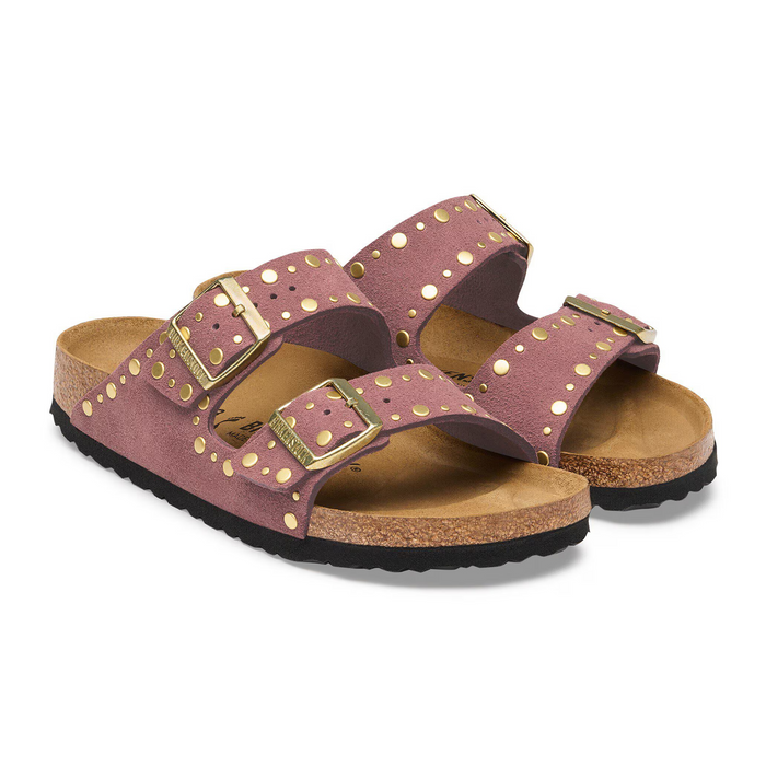 Birkenstock Arizona Rivets Slide Sandal (Women) - Pepper Suede Sandal - Slide - The Heel Shoe Fitters