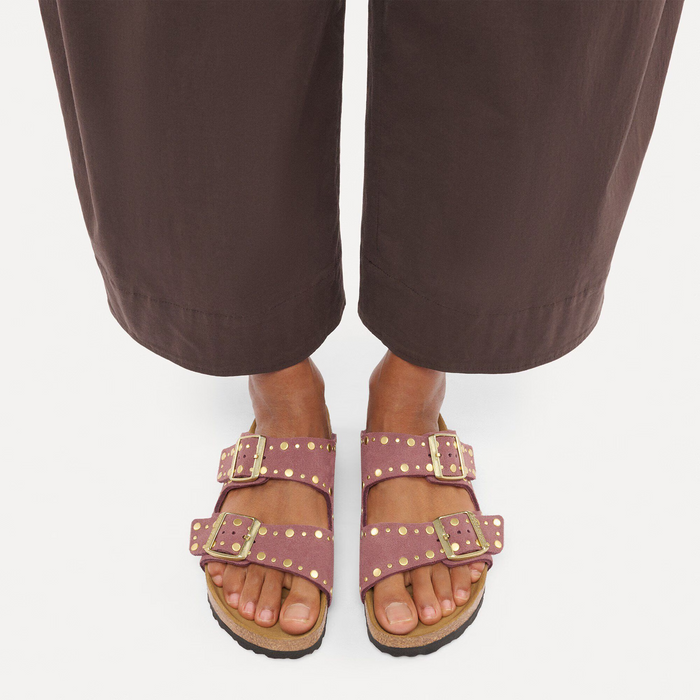 Birkenstock Arizona Rivets Slide Sandal (Women) - Pepper Suede Sandal - Slide - The Heel Shoe Fitters