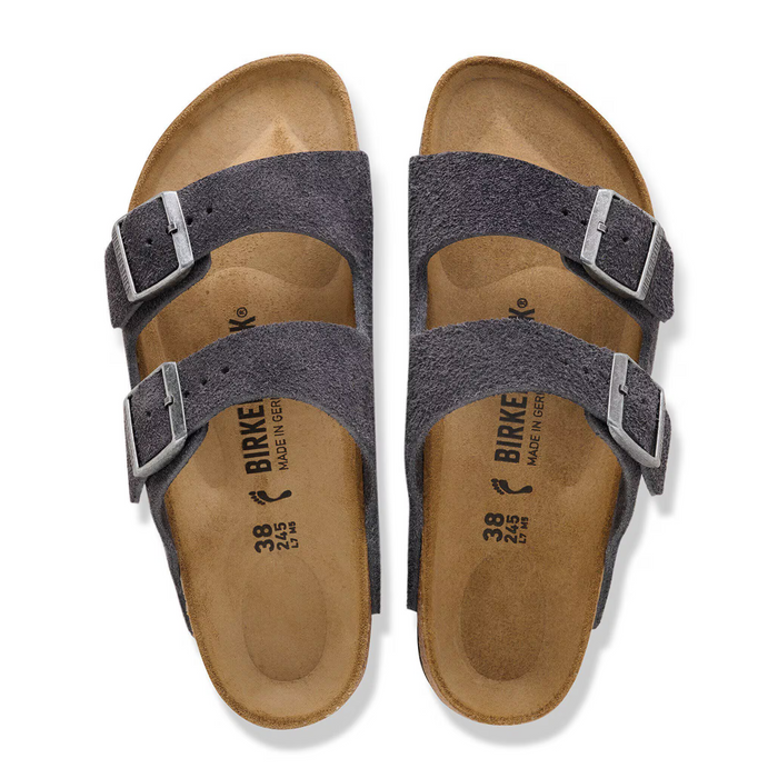 Birkenstock Arizona Slide Sandal (Men) - Charcoal Suede Sandal - Slide - The Heel Shoe Fitters