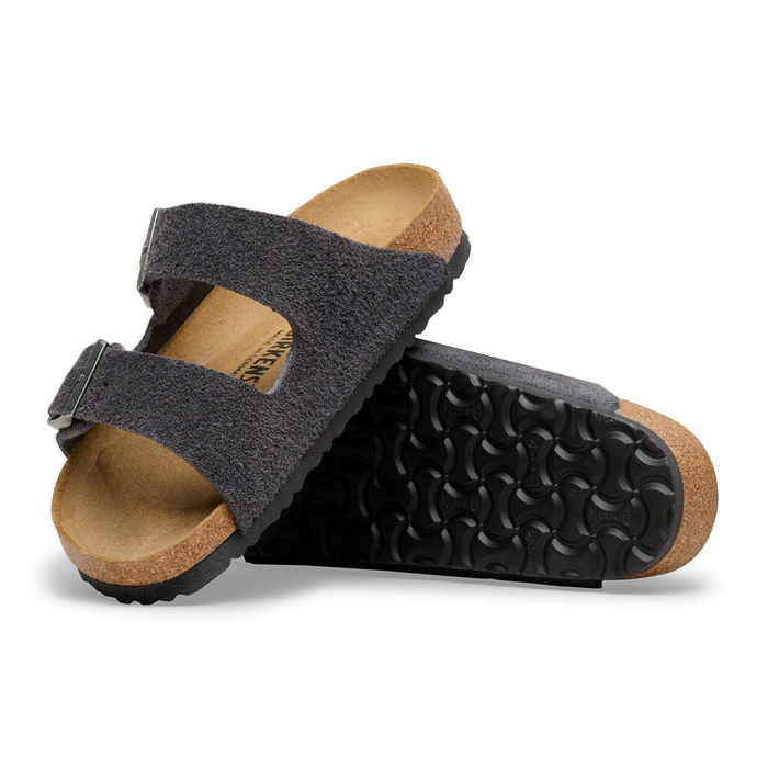 Birkenstock Arizona Slide Sandal (Men) - Charcoal Suede Sandal - Slide - The Heel Shoe Fitters