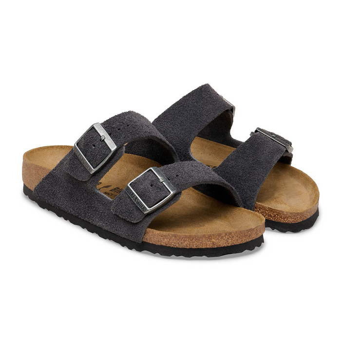 Birkenstock Arizona Slide Sandal (Men) - Charcoal Suede Sandal - Slide - The Heel Shoe Fitters