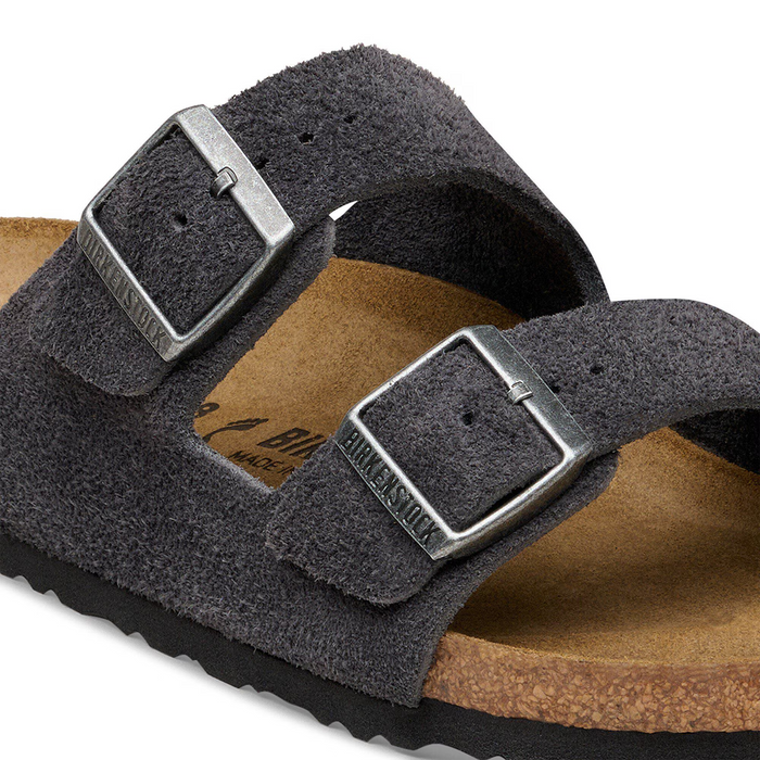 Birkenstock Arizona Slide Sandal (Men) - Charcoal Suede Sandal - Slide - The Heel Shoe Fitters