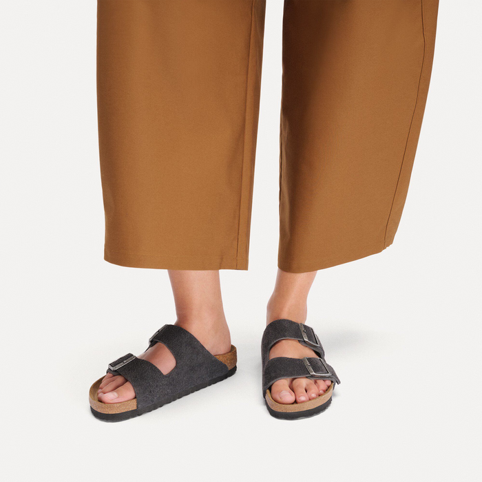 Birkenstock Arizona Slide Sandal (Men) - Charcoal Suede Sandal - Slide - The Heel Shoe Fitters
