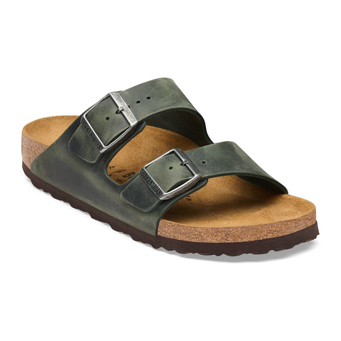 Birkenstock Arizona Slide Sandal (Men) - Thyme Oiled Leather Sandal - Slide - The Heel Shoe Fitters