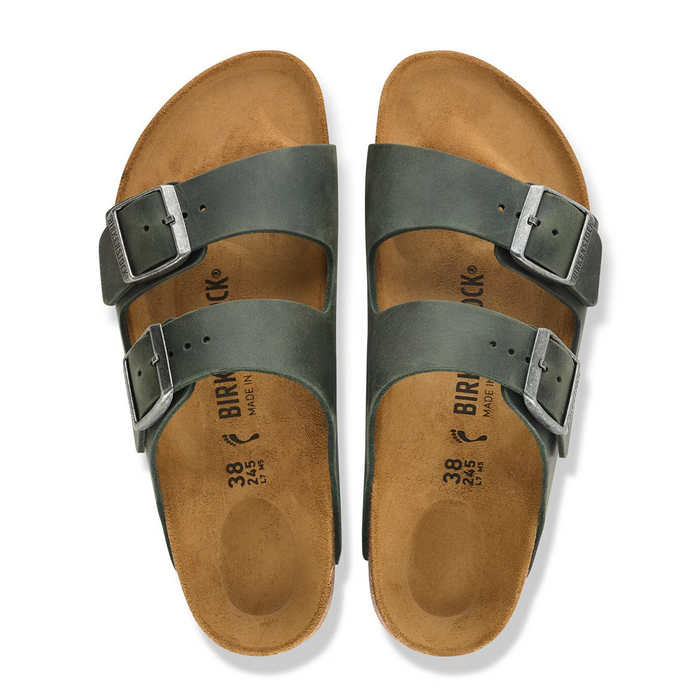Birkenstock Arizona Slide Sandal (Men) - Thyme Oiled Leather Sandal - Slide - The Heel Shoe Fitters