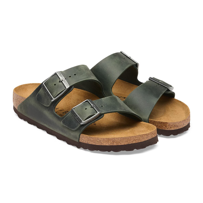 Birkenstock Arizona Slide Sandal (Men) - Thyme Oiled Leather Sandal - Slide - The Heel Shoe Fitters