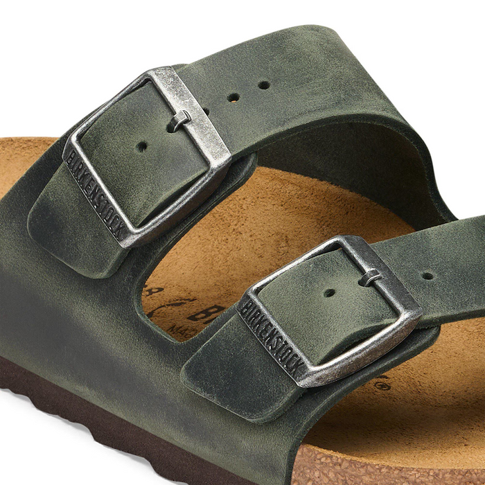 Birkenstock Arizona Slide Sandal (Men) - Thyme Oiled Leather Sandal - Slide - The Heel Shoe Fitters