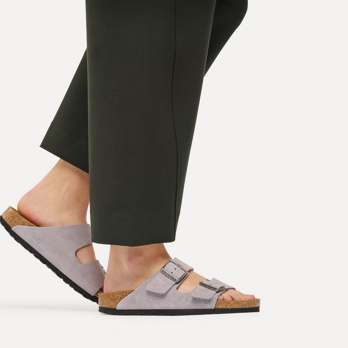Birkenstock Arizona Slide Sandal (Women) - Lavendar Sky Suede Sandal - Slide - The Heel Shoe Fitters