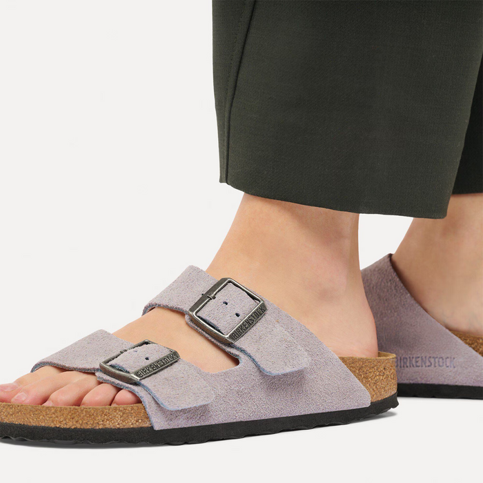 Birkenstock Arizona Slide Sandal (Women) - Lavendar Sky Suede Sandal - Slide - The Heel Shoe Fitters