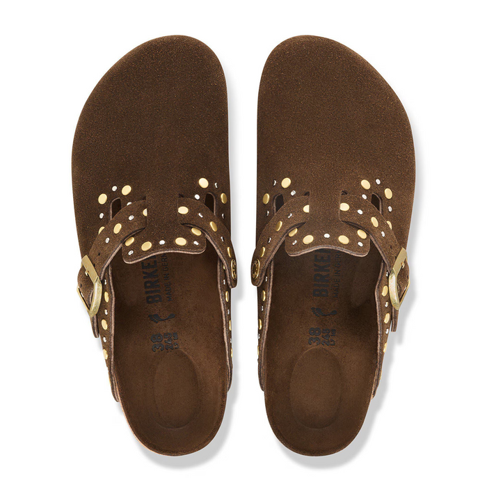 Birkenstock Boston Rivets Clog (Women) - Carafe Suede Dress-Casual - Clogs & Mules - The Heel Shoe Fitters