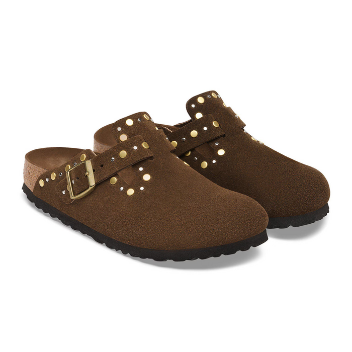 Birkenstock Boston Rivets Clog (Women) - Carafe Suede Dress-Casual - Clogs & Mules - The Heel Shoe Fitters