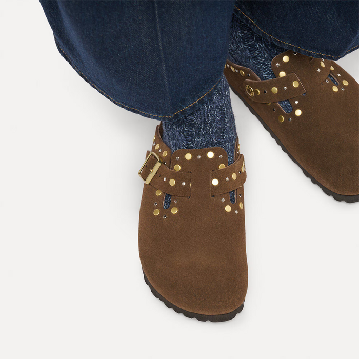 Birkenstock Boston Rivets Clog (Women) - Carafe Suede Dress-Casual - Clogs & Mules - The Heel Shoe Fitters