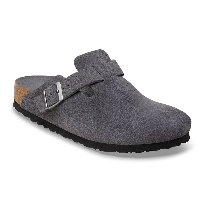 Birkenstock Boston Soft Footbed Clog (Men) - Charcoal Suede Dress-Casual - Clogs & Mules - The Heel Shoe Fitters